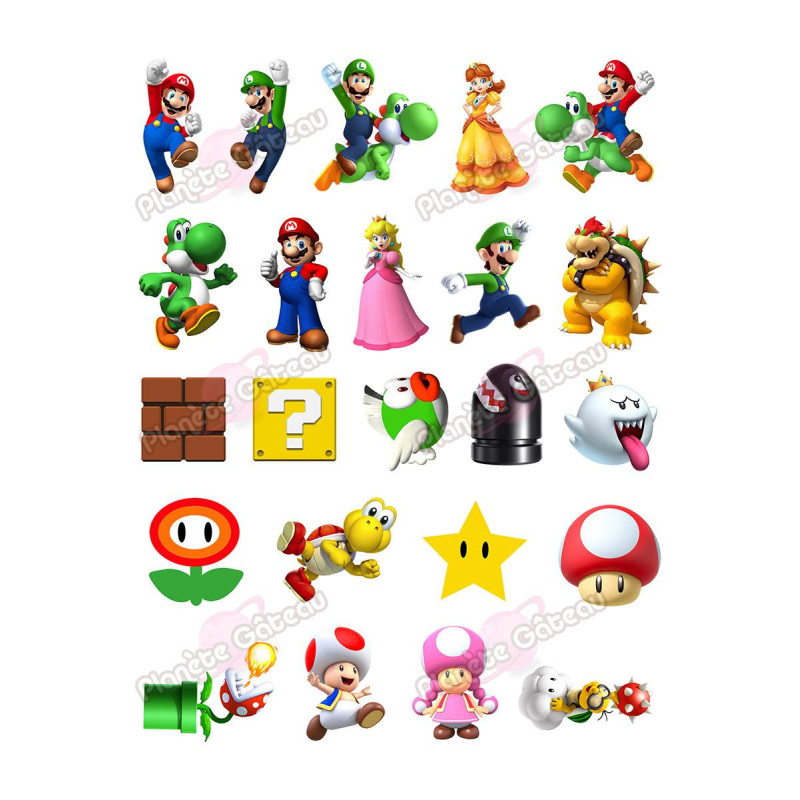 15 Décos Comestibles Super Mario En Azyme – Diam. 5cm – Pour Gâteaux D'anniversaire !