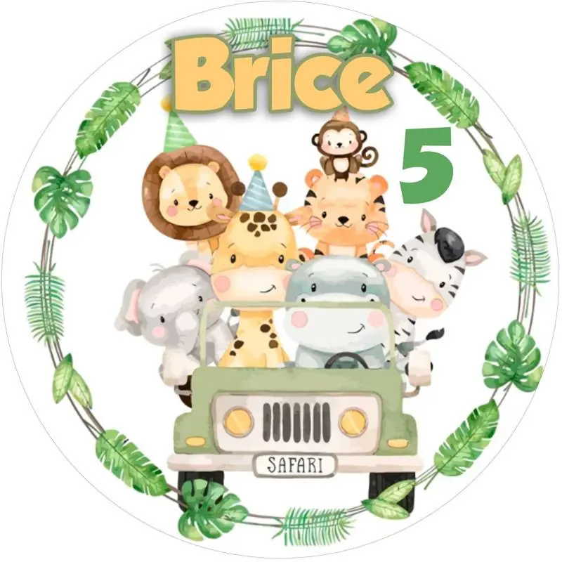 Impression alimentaire Bébés Animaux Safari personnalisé Feuille de sucre A4