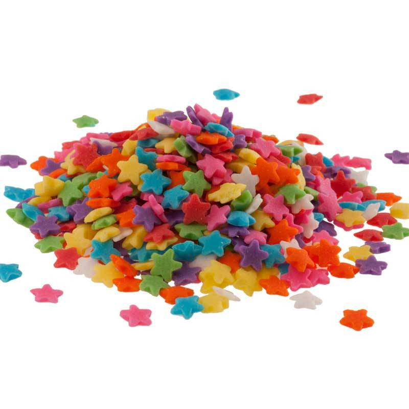 Mini étoiles multicolores en sucre 100g