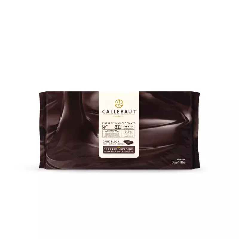 Callebaut Dark Chocolate Cover 811 55% block 5 kg - Planète Gateau