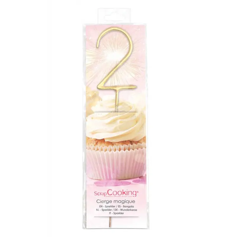 Bougies chiffres cierges or scintillant 17 cm 2