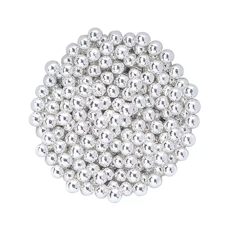Perles argentées en sucre 500 g - 6mm