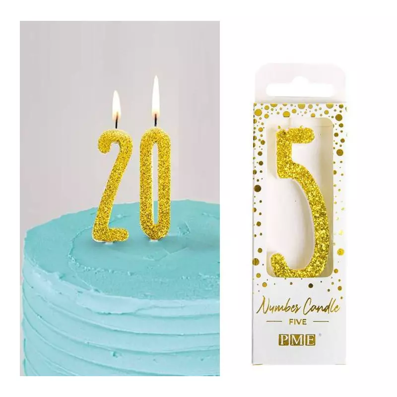 Bougie en cire chiffre 5 - Décoration gâteau anniversaire