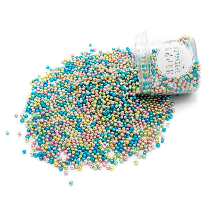 Happy Sprinkles Multi-Coloured Metallic Sugar Beads - 100 g