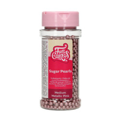 Perlas de azúcar rosa metálico