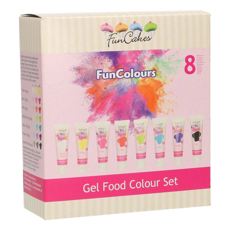 Colorants en gel alimentaire de Funcakes - 8 couleurs