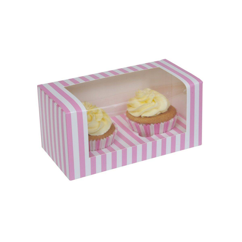 White And Pink Striped Cupcake Boxes 2 Cavities X3 Plan te Gateau white-and-pink-striped-cupcake-boxes-2-cavities-x3-plan-te-gateau