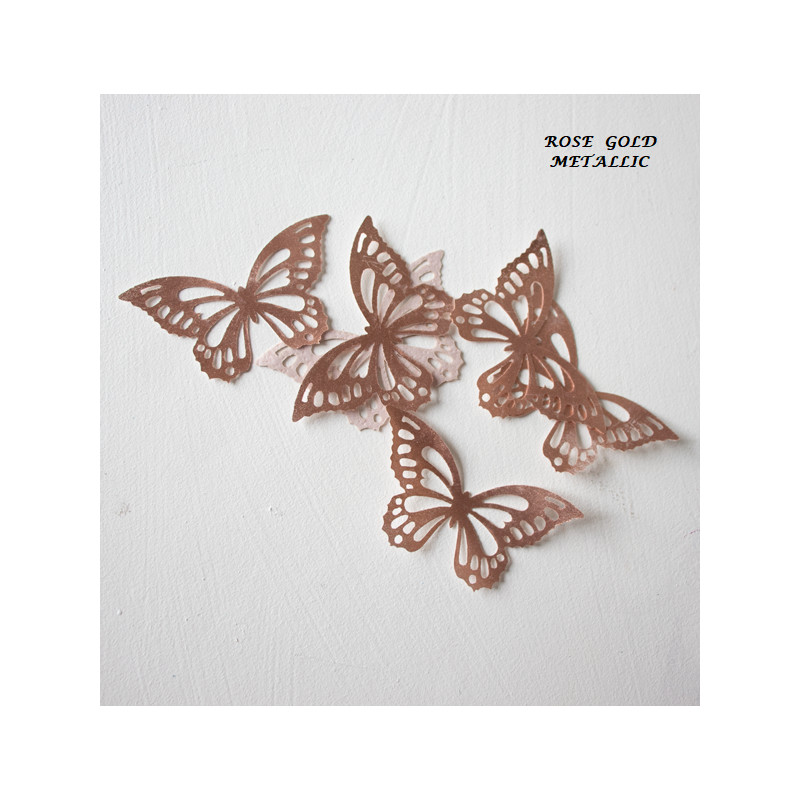 Papillons or ROSE en wafer paper x22