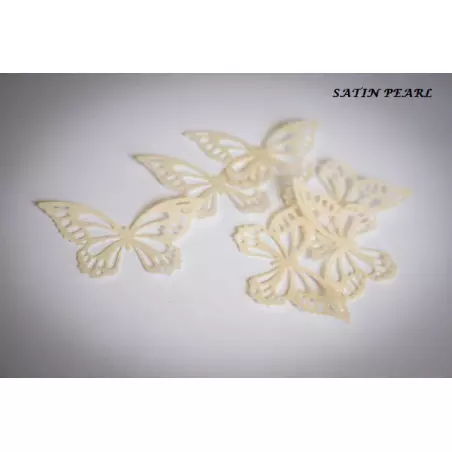 Papillons en wafer paper blanc perle x22