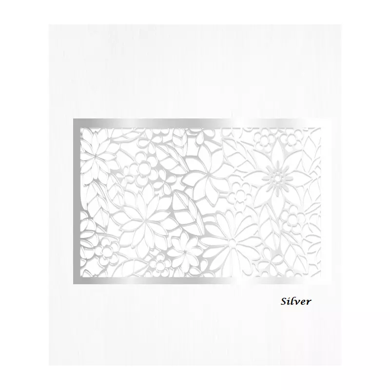 Feuilles de décorations argent en Wafer paper motif floral x2