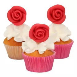 6 flowers Rose Red marzipan Funcakes