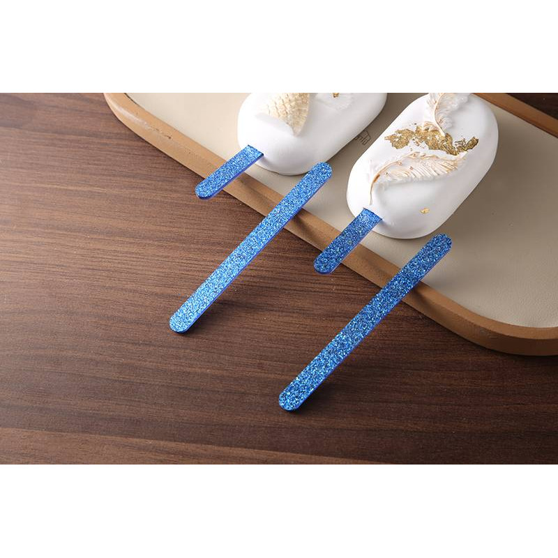 Bâtons de glace ou Popsicle en Acrylique pailleté bleu x10