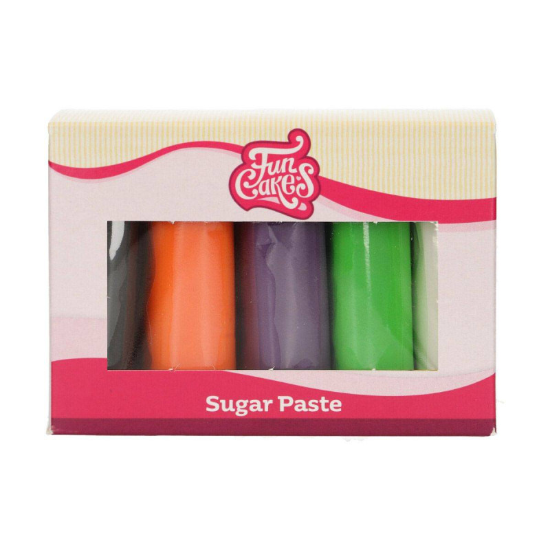 Pack of 5 Halloween Coloured Sugar Pastes Funcakes
