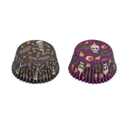 Caissettes Halloween assorties noir et violet -x36
