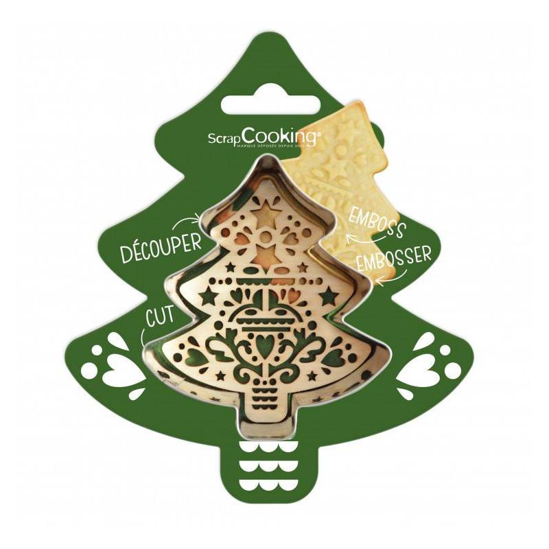 Christmas tree cookie cutter and embosser