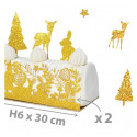 Kit de decoración de troncos y 3 cake toppers bosque encantado oro