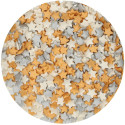 Gold, white and silver sugar stars mix 60 g