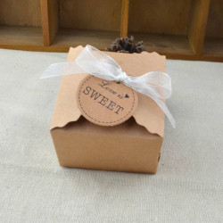 Mini boites à gâteaux en carton avec ruban et étiquette -x10