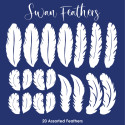 Assorted white wafer paper feathers - x20