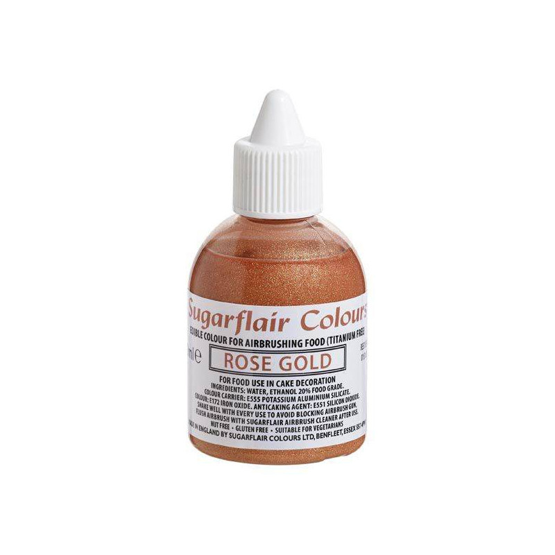 Colorant pour aérographe or rose Sugarflair 60 ml