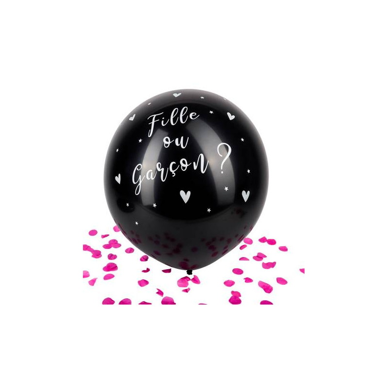Ballon géant Reveal gender confettis roses