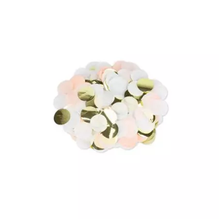 Confettis de table ronds pêche , blanc et or 36g