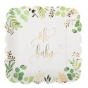 Plates oh baby green and white 23 cm -x8