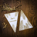Happy Birthday pennants white, gold and fern x5