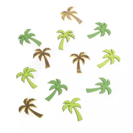 Palmiers en bois vert et or 3x4 cm -x12
