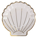 Plates shell white and gold 23 cm -x8