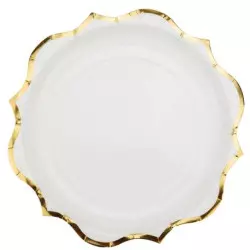 Assiettes blanc liseré or 23 cm -x8