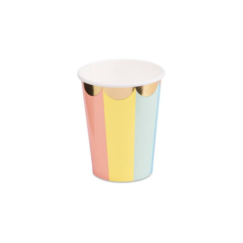 Multicolor and gold berlingot cups 255 ml -x8