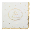 My First Birthday White and Gold Napkins x16