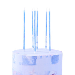 Grandes bougies bleu marbré PME x6