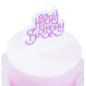 Vela Happy Birthday brillo rosa PME