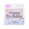 Happy birthday candle silver PME