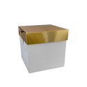 Caja para tartas blanca y dorada 20x20x20 cm