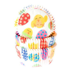 Caissettes à cupcakes œufs de Pâques et poussins x50