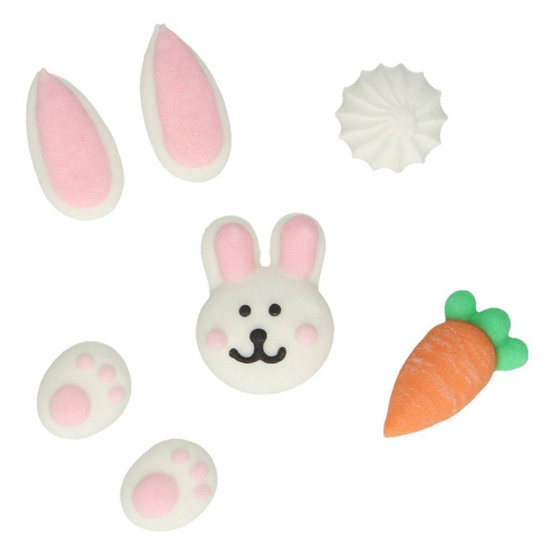 Sugar decorations Easter bunnies x8