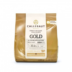 Chocolat blanc au caramel GOLD en gallets de Callebaut 400g