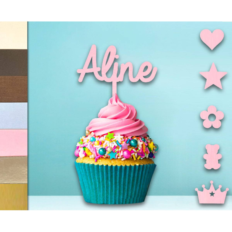 Cupcake toppers with name x10 - Schoolgirl writing