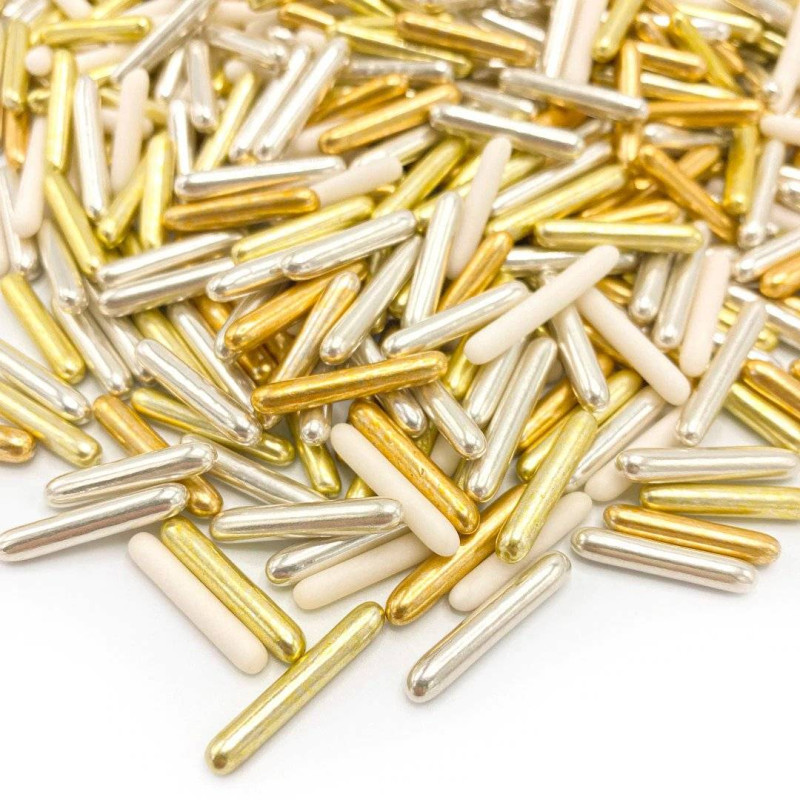 Happy Sprinkles Gold, White and Silver Sticks 90 g