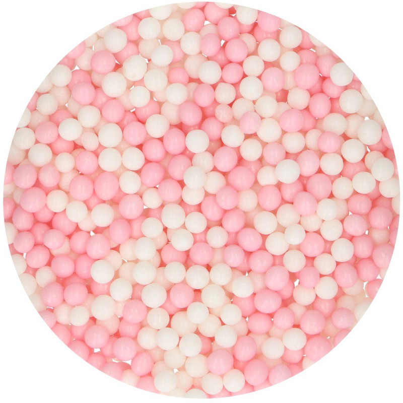 Pink and white sugar beads Funcakes 60 g