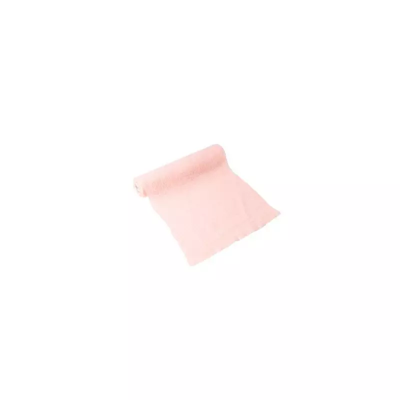 Chemin de table rose en gaze de coton 30 cm x 3 m