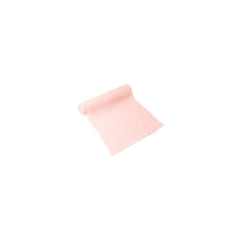 Pink table runner in cotton gauze 30 cm x 3 m