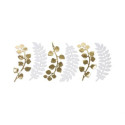 White and gold fern and eucalyptus leaves x6