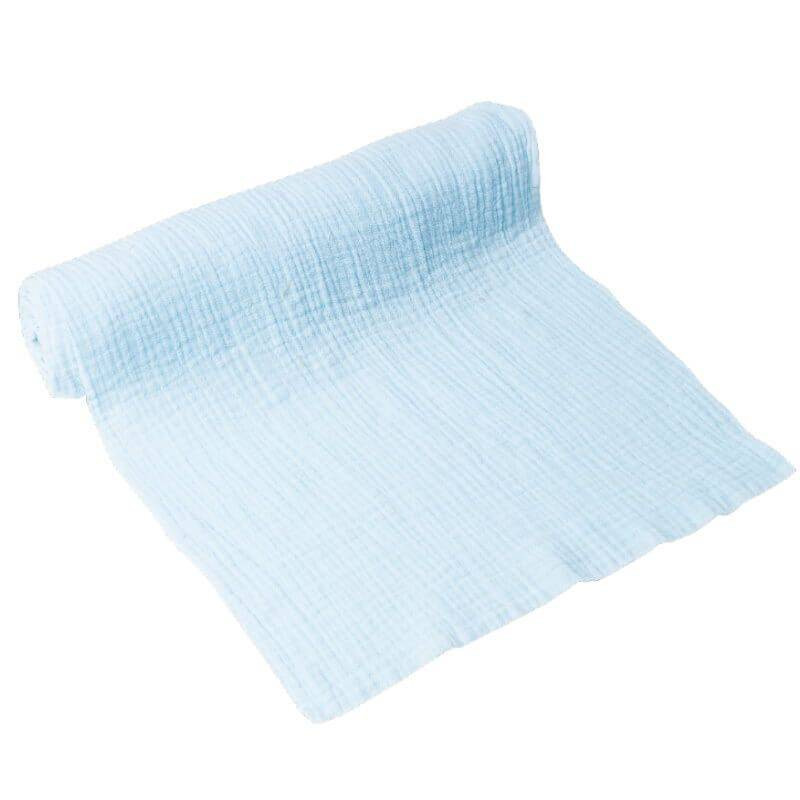 Blue table runner in cotton gauze 30 cm x 3 m