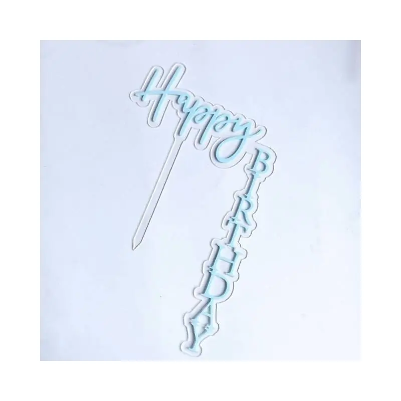 Topper Happy Birthday perpendiculaire bleu