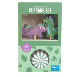 Caissettes à cupcakes avec toppers Dinosaures party x24