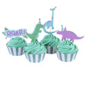 Cupcake cases with dinosaur party toppers x24